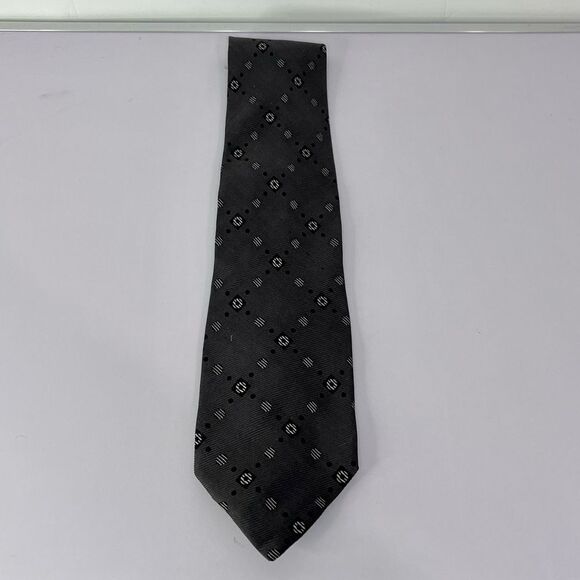 Vintage Mondo Di Marco Silk Diamond and Dot Gray Tie - Picture 9 of 9